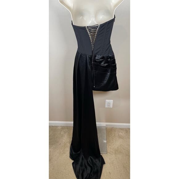 Retrofete Bustier Lace Up Ruched Draped Black Mini Dress Size XS - Picture 7 of 8